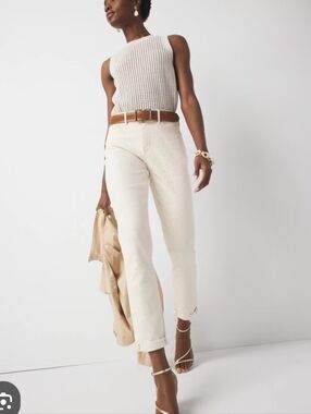 NWT White House Black Market Cream Embellished Girlfriend Jeans